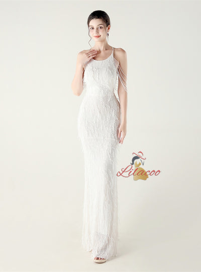 Mermaid Sequins Halter Beading Prom Dress