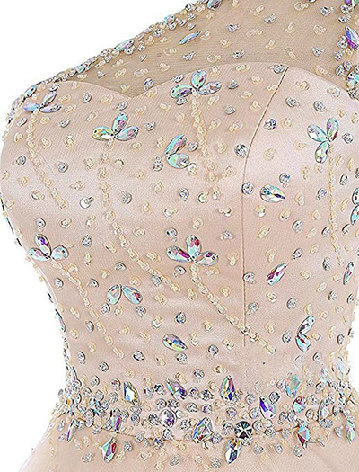 Purple Tulle One Shoulder Crystal Homecoming Dress