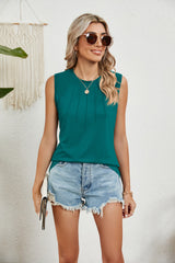 Solid Color Round Neck Sleeveless Vest T-shirt