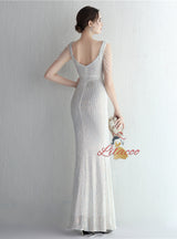 Mermaid V-neck Beading Prom Dress