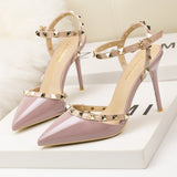Thin-heeled Pointed Rivet High Heels Sandals