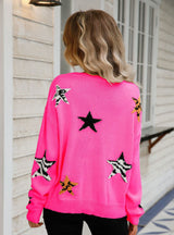 Round Neck Star Long Sleeve Sweater