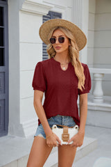 Solid Color V-neck Loose Short-sleeved T-shirt