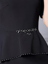 Black Short Sleeve Beading Mother Of The Bride Dress