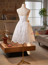 White Lace Straps Wedding Dress