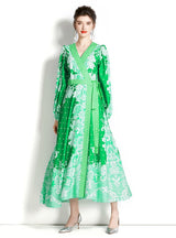 Lantern Sleeve Printed Dress