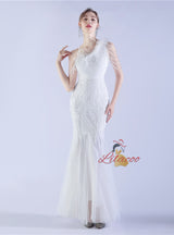 Mermaid Sequins One Shoulder Beading Prom Dress