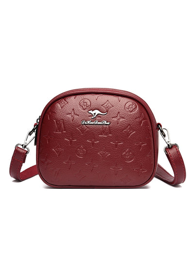 Large Capacity Small Round Bag Soft Leather Crossbody Bag