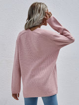 Solid Color Pullover Loose V-neck Sweater