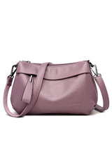 Soft Leather Solid Color Shoulder Bag