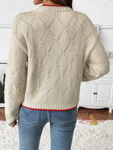 Contrast Color Round Neck Pullover Knitted Sweater