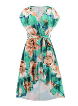V-neck Bat Sleeve Printed Dress