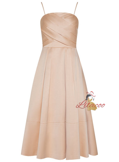 Champagne Spaghetti Straps Prom Dress