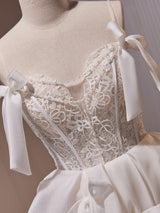 White Lace Beading Homecoming Dress