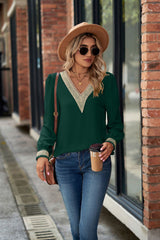 Solid Color V-neck Long Sleeve Chiffon