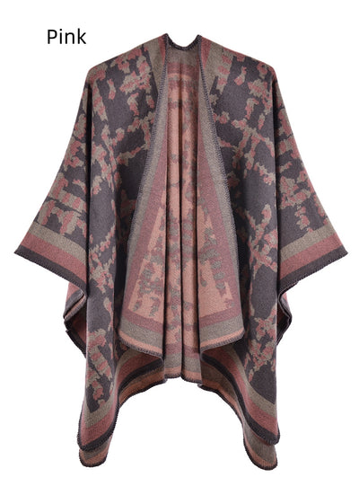 Retro Camouflage Plaid Split Shawl