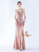 Spaghetti Straps Sequins Beading Prom Dress