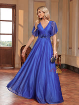 Horn Sleeve Applique Slim Dress