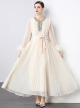 Heavy Hand-made Diamond Pleated Evening Dress