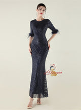 Mermaid Scoop Neck Short Sleeve Prom Dress