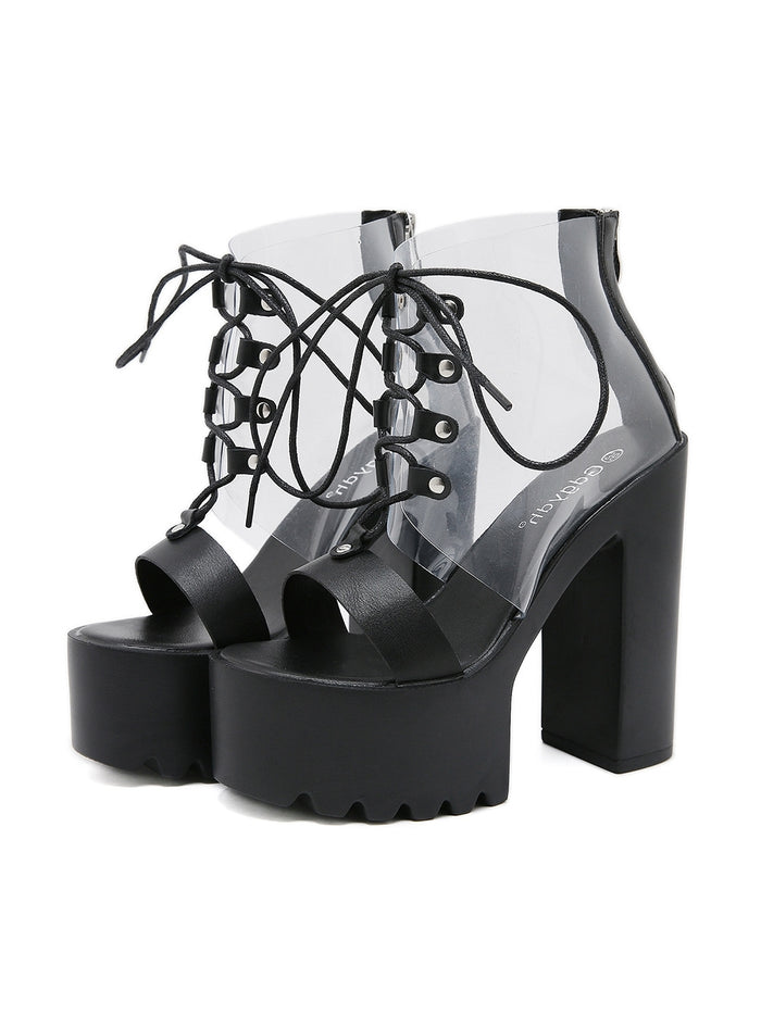 Transparent 14cm Ultra-high Heel Thick-soled Boots