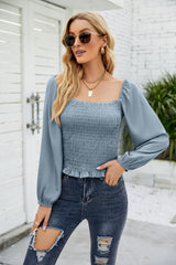 Solid Color Long Sleeve Chiffon Shirt