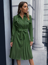 Casual Slim Long-sleeved Pleated Dress