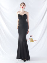 Memraid Strapless Pleats Beading Prom Dress