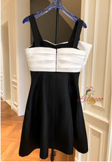 Black Suspender Bow Short Dress