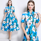 Printed Shirt Slim Waist Party Dress