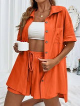 Solid Color Shirt Loose Short Sleeve Suit