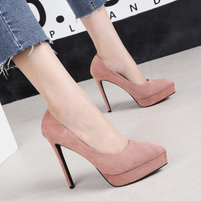 Pointed Suede Nightclub Stiletto Shoes