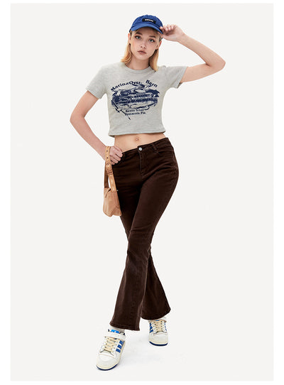 Waffle Plaid Printed Short Sleeve T-shirt