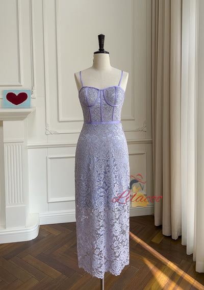 Purple Sequins Spaghetti Straps Prom Dress