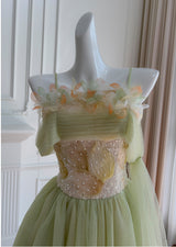 Irregular Suspender Flower Sequins Short Prom Dress