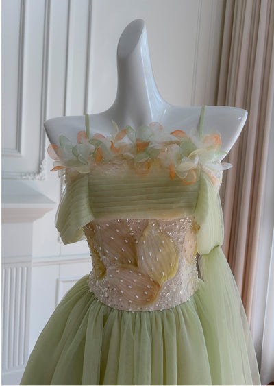 Irregular Suspender Flower Sequins Short Prom Dress