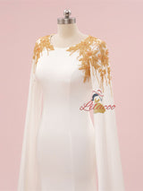 Sexy White Mermaid Scoop Beading Prom Dress