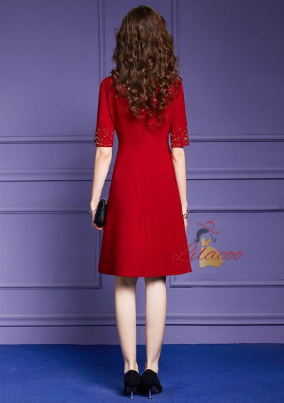 Black Short Sleeve Mother Of The Bride Dress