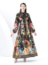 Retro Breasted Lace Print Dress