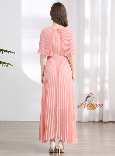 Slim-fit Banquet Long Pleated Dress