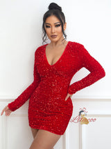 Sexy Long-sleeved Sequined Party Dress