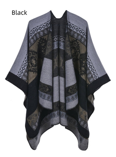 Retro Split Warm Cashmere Scarf Cloak