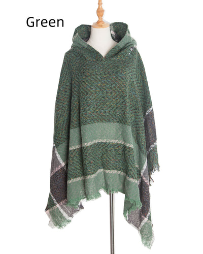 Fishbone Shawl Hooded Cape Cloak