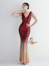 V-neck Sequins Beading Prom Dress