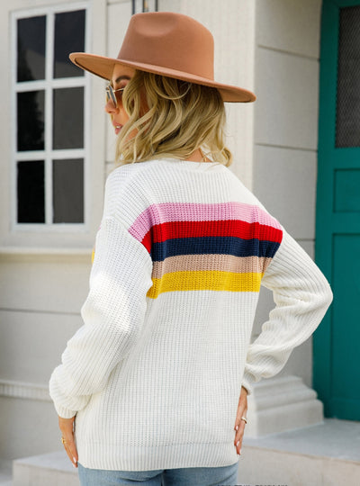 Thin Stitching Color Pullover Sweater