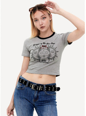 Retro Contrast Short Short Sleeve T-shirt