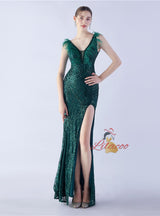 V-neck Sequins Mermaid Prom Dress