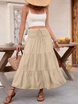 Casual Joker Solid Color Drawstring Skirt