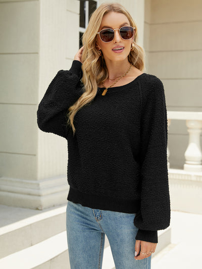 Long Sleeve Round Neck Knitted Loose Sweater