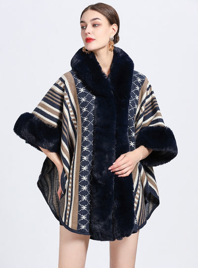 Jacquard Cardigan Shawl Cloak